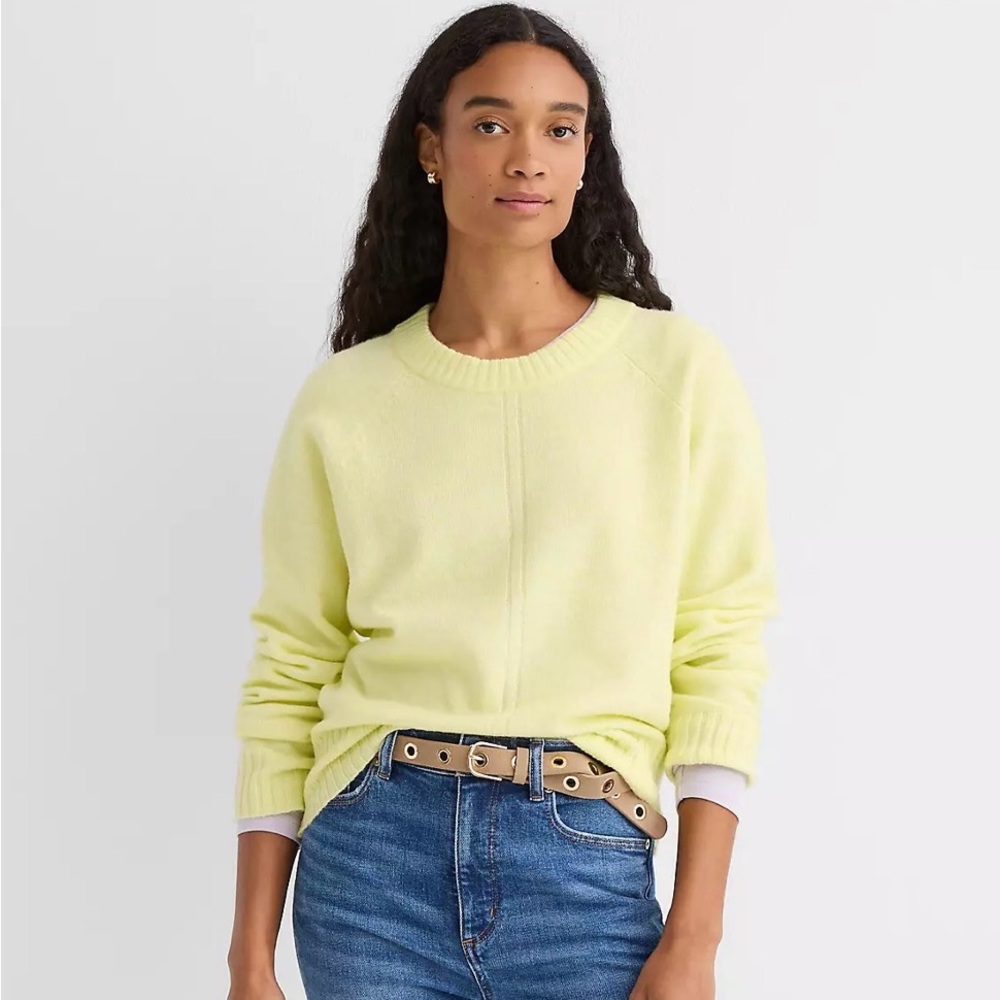 LOFT Lemon Crewneck Sweater - Pale Yellow